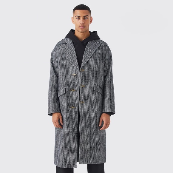 WOOL LOOK OVERCOAT WITH METAL CLASP. Size M. NWT - Picture 2 of 4